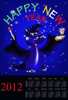 Dark blue dragon-New Year's a symbol of 2012.2012 Calendar