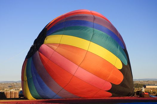 Inflating a hot air ballon at the Taos Balloon festival