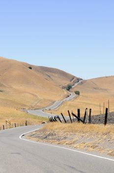 A long winding country road in California