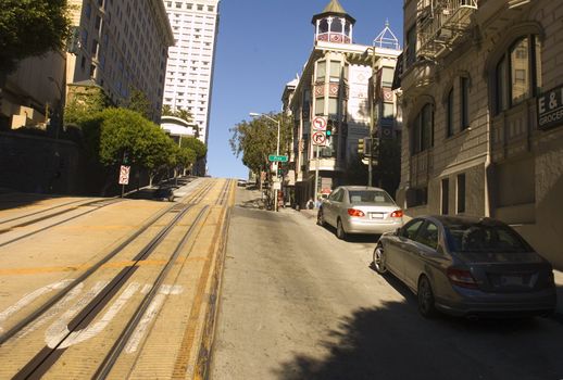 Trolley tracks in San Francisco