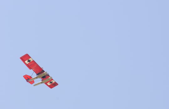 An ultralight seaplane in California in the colors of the Red Baron