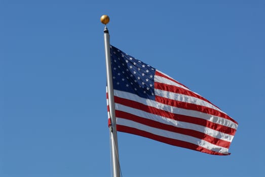 An american flag in the breeze