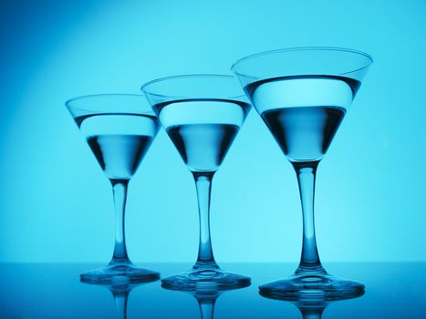 Marini glasses on blue background