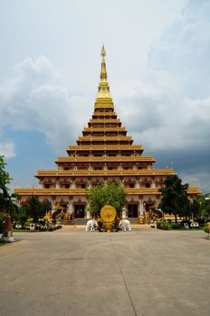 Golden pagoda at the temple, Khonkaen Thailand