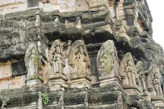 Stone engraving in Pimai ancient city, Thailand