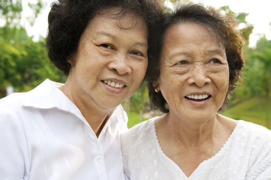 Asian senior woman, 80's mother and her 60's daughter