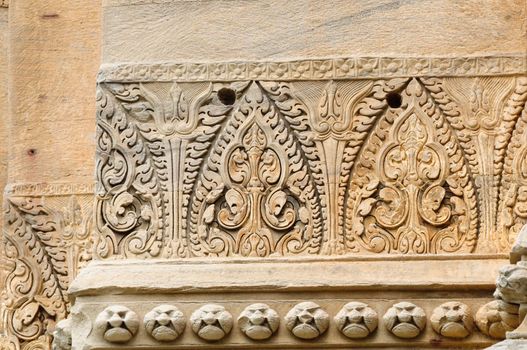 Stone engraving in Pimai ancient city, Thailand