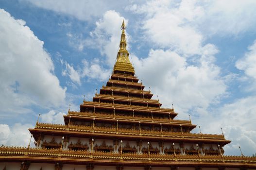 Golden pagoda at the temple, Khonkaen Thailand
