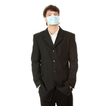 Portrait of businessman wearing protective mask on his face