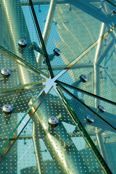 Abstract panels of green glass of architecture