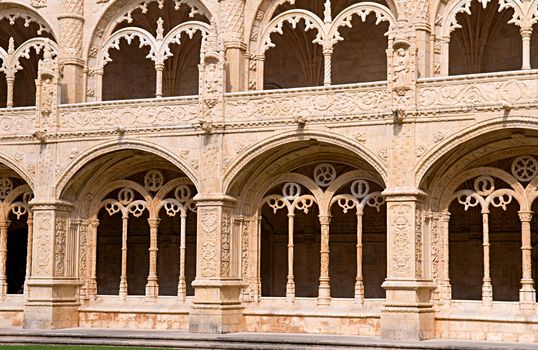 Interior view of the Mosteiro Dos Jeronimos, Lisbon, Portugal