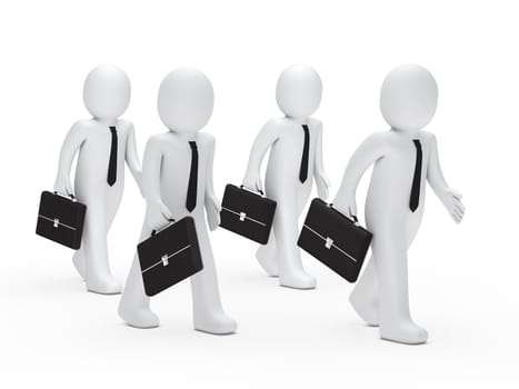 3d business man with briefcase tie go