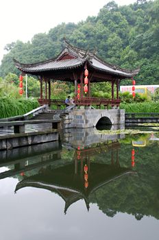 The house and  pavilion of Chinese garden, jiangxi