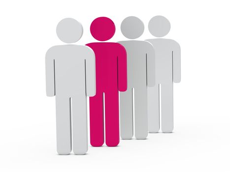 3d man leadership pink stand in series
