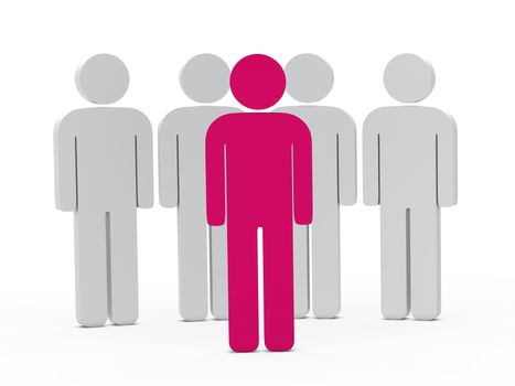 3d man leadership pink stand in series