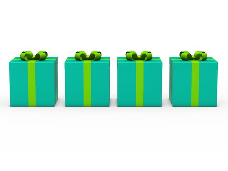 3d gift box series blue green ribbon