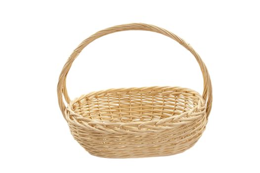 woven basket for easter or fruit on a white background