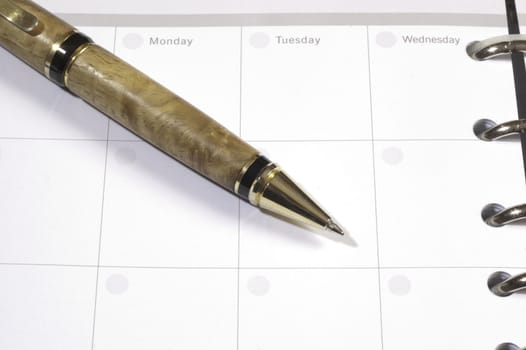 pen ready to use resting on a diary