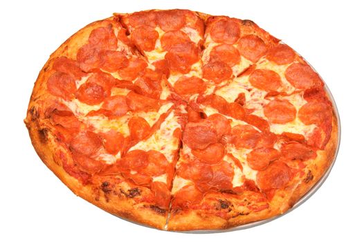 Pepperoni pizza isolated on a white background