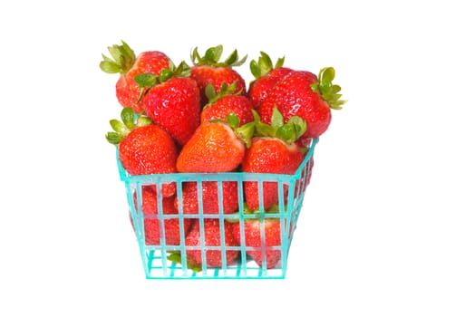 Punnet or basket of fresh strawberries on a white background