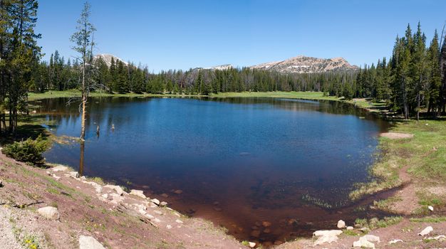 panorama of small lake in Utah above Park city, Utah, USA