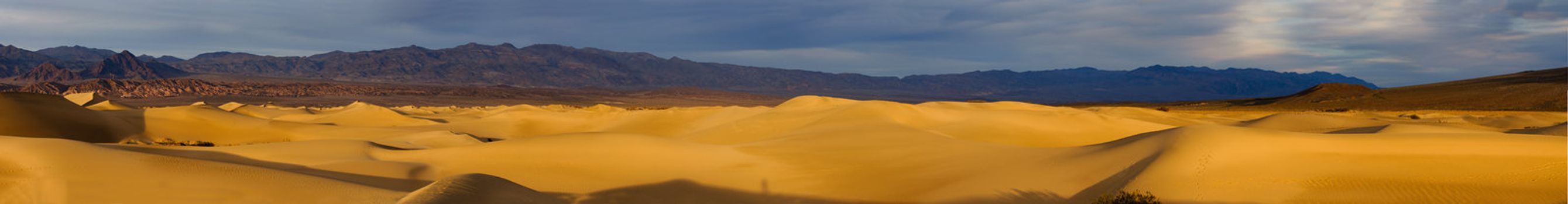 Panorama of the Mesquite Dunes area in Death valley