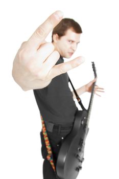 serious player on a white background in black clothes