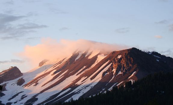 Sunrise on Mammoth mountain at ski Mammoth in California