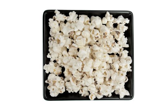 Picture of popcorn on a black plate