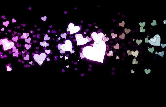 Love Background with Floating Hearts as Art