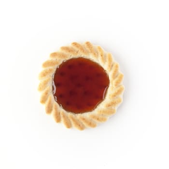 Cookie filled with strawberry jelly isolated on white background.