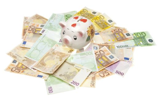 Piggy bank with Euro bills

