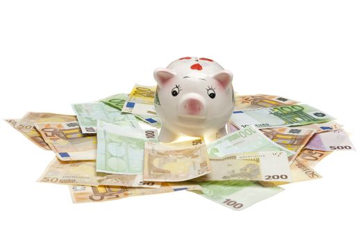 Piggy bank with Euro bills
