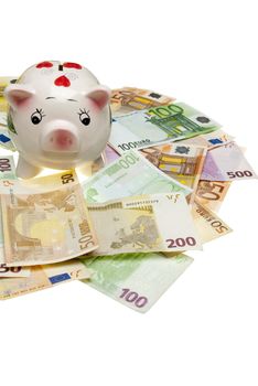 Piggy bank with Euro bills
