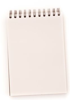 White paper on white background of ring binder notebook.