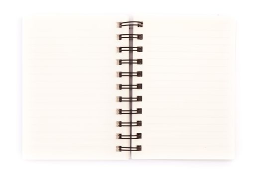 White paper on white background of ring binder notebook.