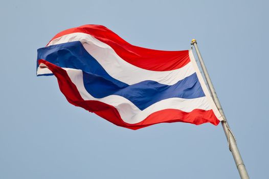 THAILAND - MARCH 22 : Higest and biggest Thailand's tri-colors flag in the province at Rajsimavittalai school. Nakhonratchasima : March 22, 2011 .