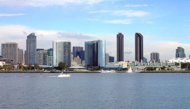 San Diego skyline and the twin tower architecture.
