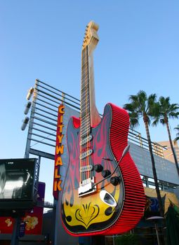 A giant electric guitar at the Universal studio park in Los Angeles California.