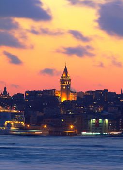 Ancient Galata Tower in Istanbul, Turkey.