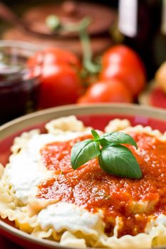 italian pasta with ricotta cheese and tomato