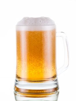Fresh beer with froth, isolated on white