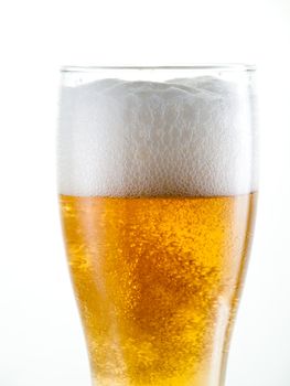 Fresh beer with froth, isolated on white