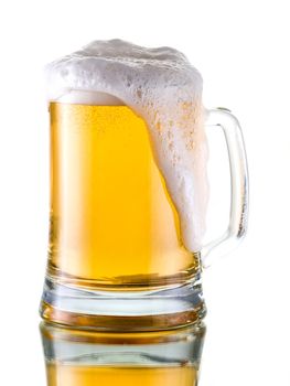 Fresh beer with froth, isolated on white