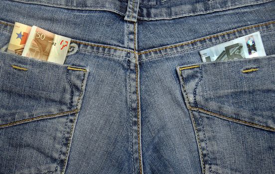 Jeans with money in their pockets