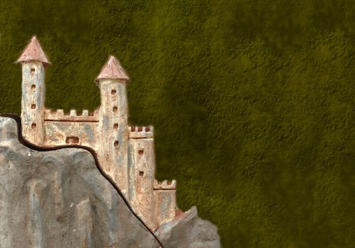 Medieval castle background with space for text