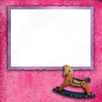 Background picture frame for baby pink and old toys