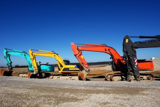 excavator on a building site on a sunny day