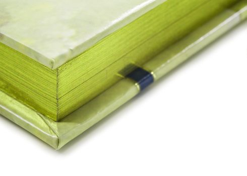 Close up of a green colored journal