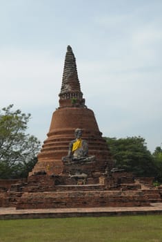 pagoda and Buddha in ruin temple, Thailand
